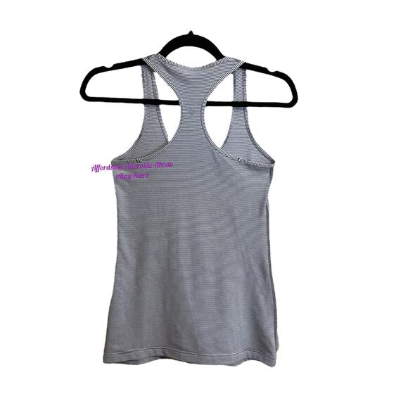 Lululemon Cool Racerback Tank Top Gray Stripe Size 6 Womens - Picture 4 of 8